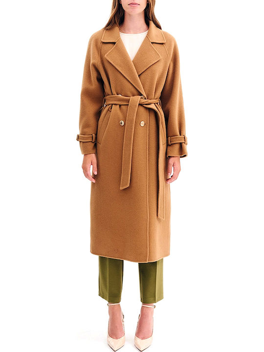 Women's Camel Coat with Belt