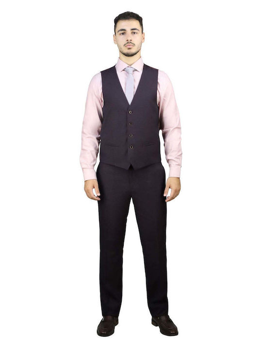 Iarna Costum Bărbați cu Croială Strâmtă Burgundy