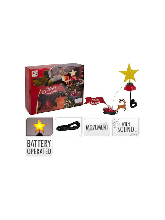 Weihnachtsbaumspitze Stern Schlitten Led Musik Bewegung Usb-c 23x14x5 cm Aria Trade