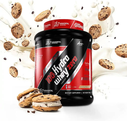 Immortal Nutrition 100% Hydro Whey Zero Protein Molke mit Geschmack Kekse und Sahne 2kg