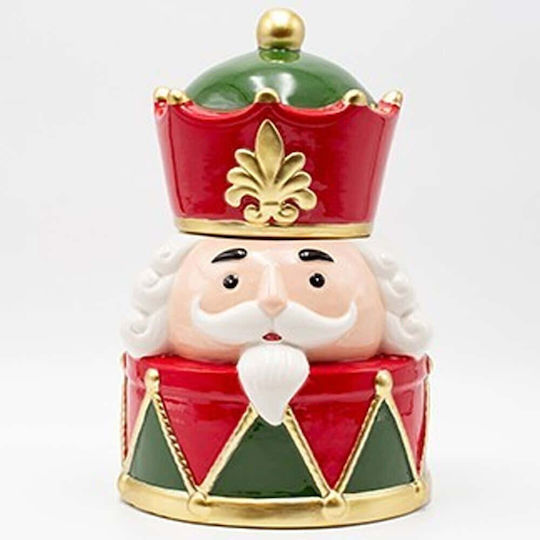 Borcan de Prăjituri Spărgătorul de Nuci Verde Roșu Decorativ 18x27,3cm Eurolamp 600-47032