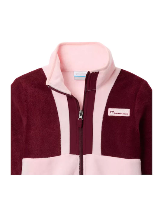 Kids Cardigan Fleece Rich Wine/satin Pink Back Bowl Ii