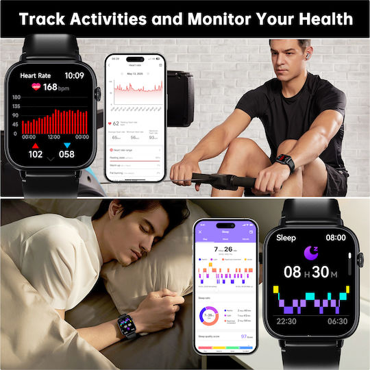 Oukitel V3 Smartwatch mit Pulsmesser (Schwarz)