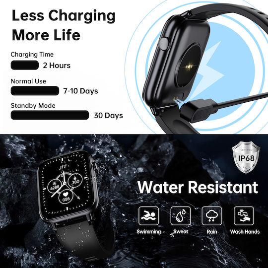 Oukitel V3 Smartwatch mit Pulsmesser (Schwarz)
