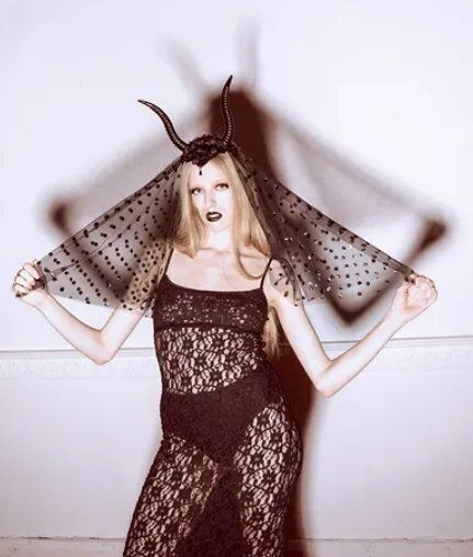 Headband Horns Tulle 30x76cm Black