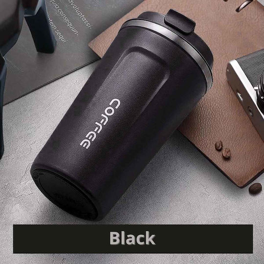 Uncle George Ποτήρι Θερμός Ανοξείδωτο BPA Free 510ml Επιστόμιο Μαύρο με Επιστόμιο