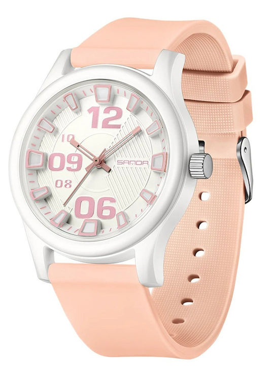 Sanda Ceas analogic pentru copii cu curea din cauciuc/plastic Roz