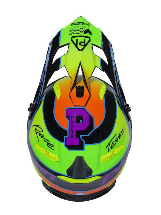 Pull-In MX Team Neon Children's Motorcycle Helmet Motocross ECE 22.06 1310g
