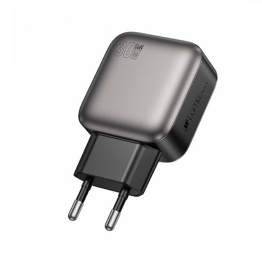 Lamtech Φορτιστής Χωρίς Καλώδιο GaN με Θύρα USB-A και Θύρα USB-C 30W Power Delivery / Quick Charge 2.0 Γκρι (LAM980442)