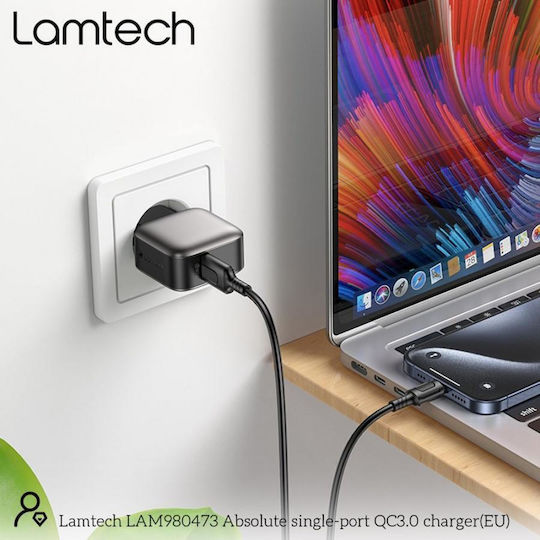Lamtech Φορτιστής Χωρίς Καλώδιο με Θύρα USB-A 18W Quick Charge 3.0 Γκρι (LAM980473)
