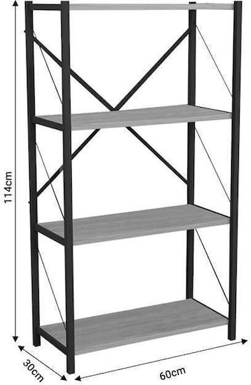 Bibliotecă Jackrey Neagră 60x30x114 cm