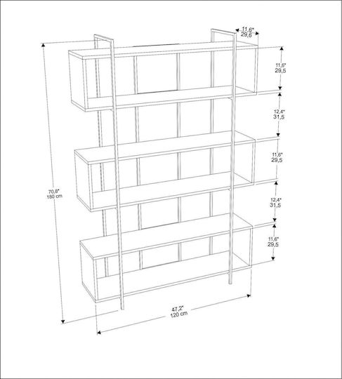 Bibliotecă Bruti Verde-Alb 120x29,6x180 cm