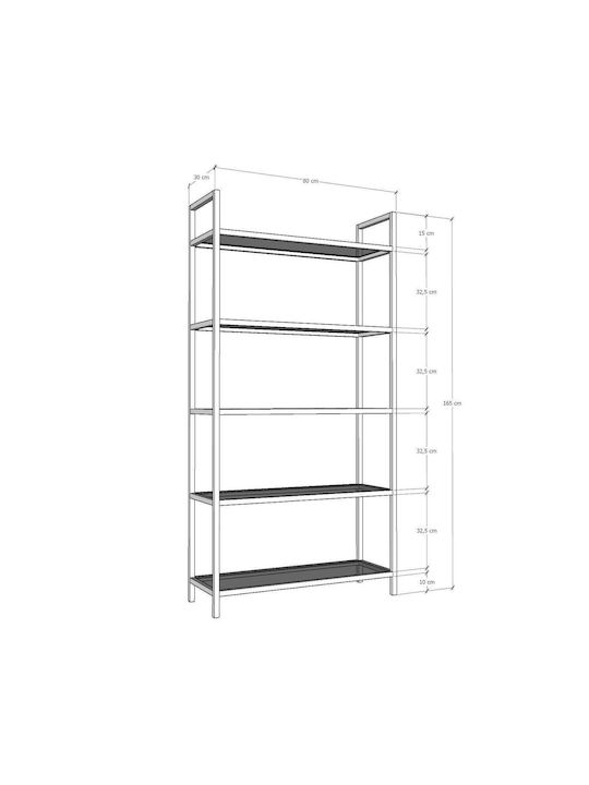 Bücherregal Schwarz 80x30x165cm