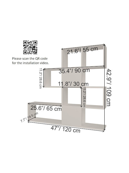 Βιβλιοθήκη Karlin White-anthracite 120x19.5x109εκ.