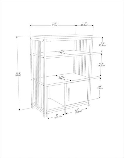 Bibliotecă Letos Verde-Auriu 60x29.6x80 cm