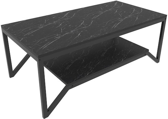 Ορθογώνιο Κεντρικό Τραπεζάκι Flora Marble Effect Black Μ120xΠ60xΥ45.8εκ.