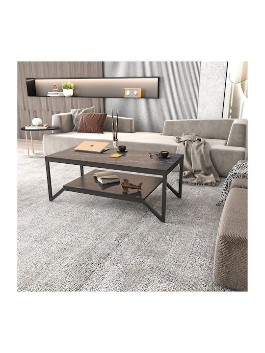 Ορθογώνιο Κεντρικό Τραπεζάκι Flora Marble Effect Black Μ120xΠ60xΥ45.8εκ.