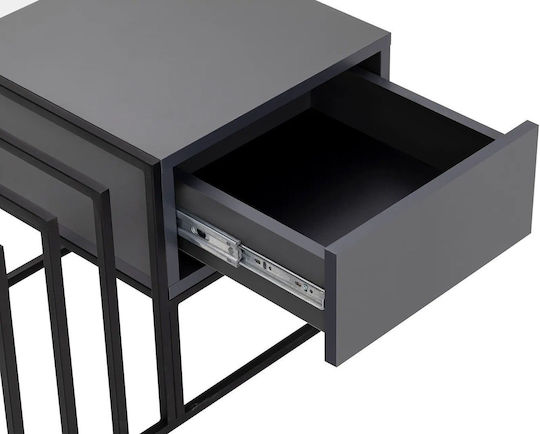 Rechteckiger Zentral Kaffeetisch Charlotte Metall Schwarz M90xL90xH37cm