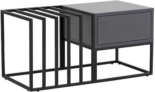 Rechteckiger Zentral Kaffeetisch Charlotte Metall Schwarz M90xL90xH37cm
