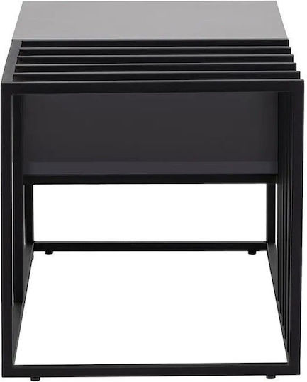 Rechteckiger Zentral Kaffeetisch Charlotte Metall Schwarz M90xL90xH37cm