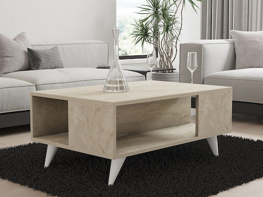 Τετράγωνο Κεντρικό Τραπεζάκι Yuka Ξύλινο Travertine Μ90xΠ60xΥ39.5εκ.