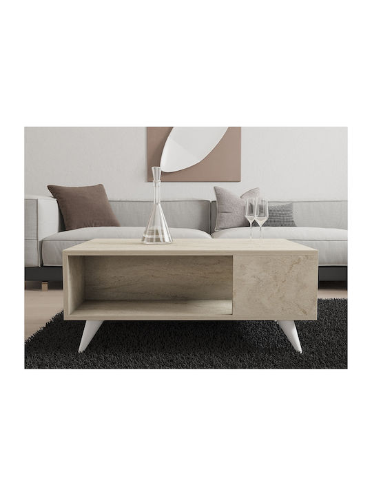 Square Central Coffee Table Yuka Wooden Travertine W90xL60xH39.5cm