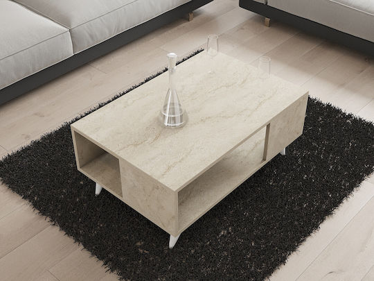 Τετράγωνο Κεντρικό Τραπεζάκι Yuka Ξύλινο Travertine Μ90xΠ60xΥ39.5εκ.