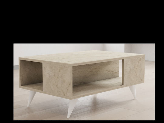 Τετράγωνο Κεντρικό Τραπεζάκι Yuka Ξύλινο Travertine Μ90xΠ60xΥ39.5εκ.