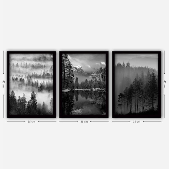Κάδρα Σετ 3τμχ 364lul1267 35x45cm Black-white Wallity Κάθετοι Πλαστικό Mdf