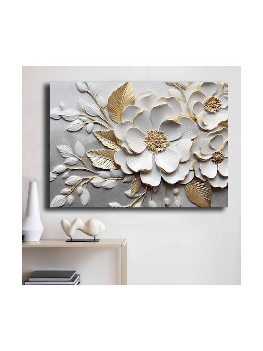 Πίνακας Καμβάς 895fna1207 100x70cm White-gold Wallity Οριζόντιοι Ξύλο Καμβάς