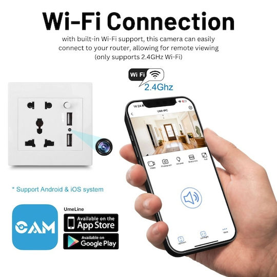 Versteckte Kamera WiFi Steckdose mit Eingebautem Speicher 16GB