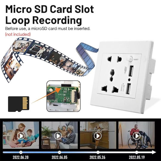 Cameră Ascunsă WiFi Plug de alimentare cu Slot pentru Card de Memorie