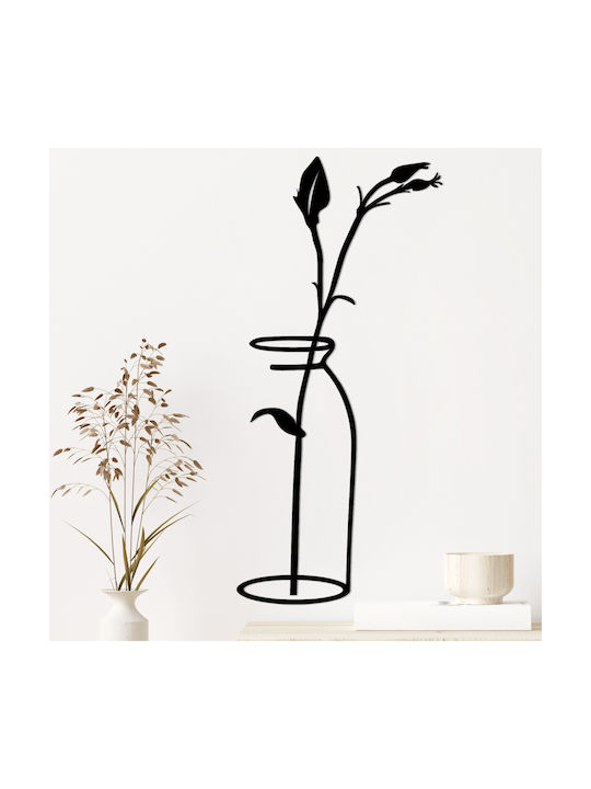 Wallity Διακοσμητική Σιλουέτα Flower Μαύρη από Μέταλλο 71x33cm