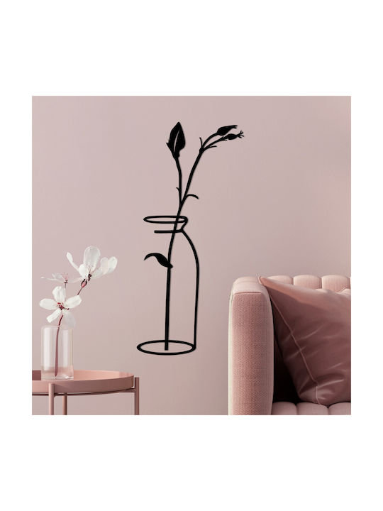 Wallity Διακοσμητική Σιλουέτα Flower Μαύρη από Μέταλλο 71x33cm