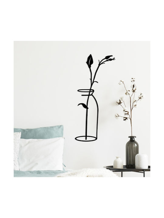 Wallity Διακοσμητική Σιλουέτα Flower Μαύρη από Μέταλλο 71x33cm