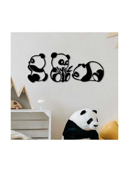 Wallity Διακοσμητική Σιλουέτα Pandas Μαύρη από Μέταλλο 18cm 3τμχ