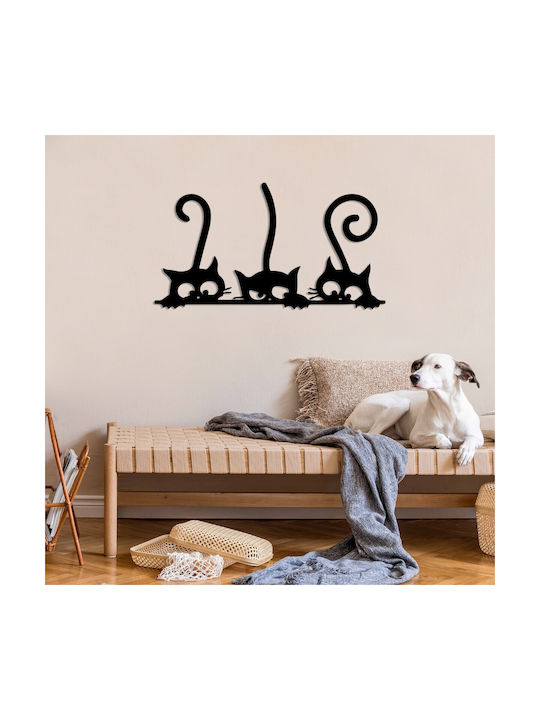 Katzen Wanddekor 891tnl3526 60x33cm Schwarz Wallity Metall