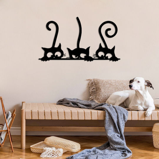 Διακοσμητικό Τοίχου Cat 891tnl3526 60x33cm Black Wallity Μέταλλο