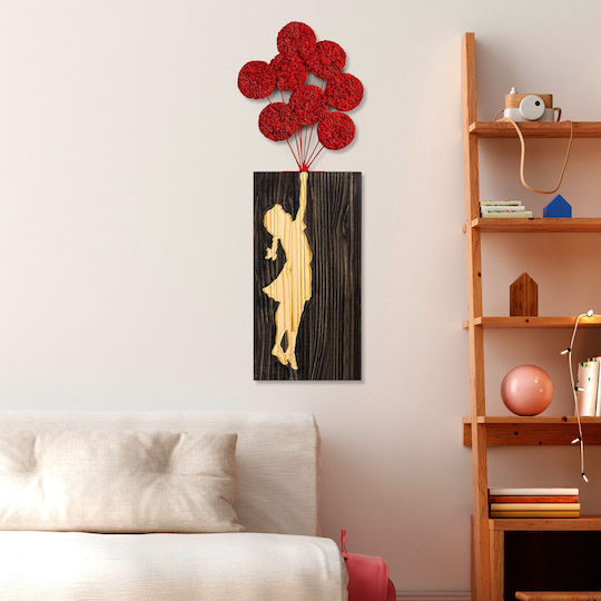 Διακοσμητικό Τοίχου Banksy Βρύο 899skl2664 34x99cm Brown-red Wallity Μέταλλο Ξύλο