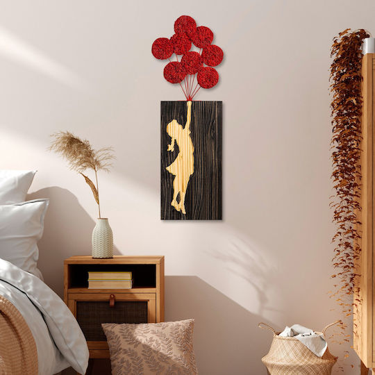 Διακοσμητικό Τοίχου Banksy Βρύο 899skl2664 34x99cm Brown-red Wallity Μέταλλο Ξύλο