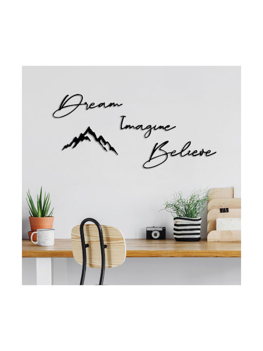 Wall Decor Dream Imagine Believe Set of 4pcs 891tnl3341 47x16 47x15 37x19 50x18.5cm Black Wallity Metal