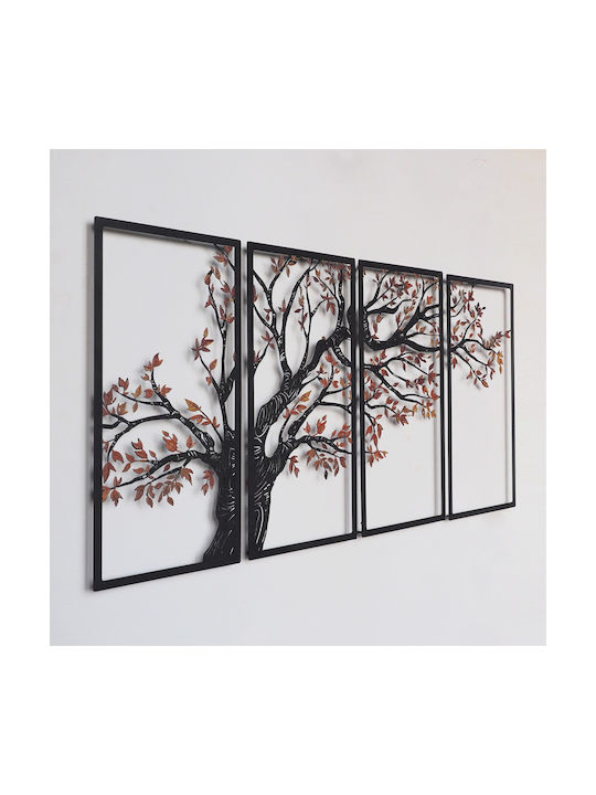 Wall Decor Autumn Vibes Set of 4 Pieces 507atp1201 48x98cm Black-orange Wallity Steel