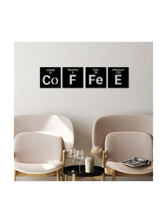 Set Decor Perete Cafea 4 buc 891tnl3349 18x18cm Negru Wallity Metal