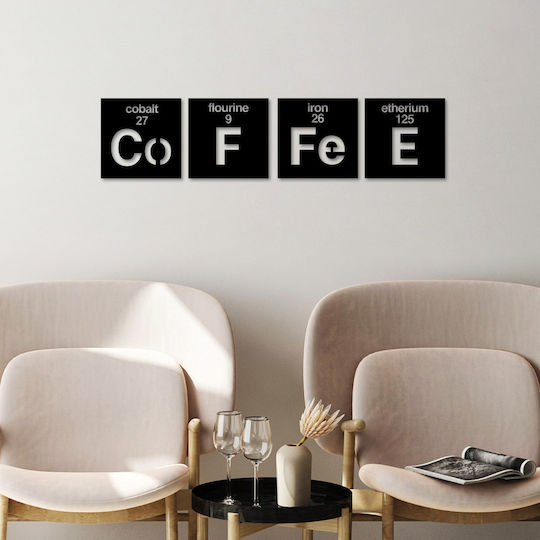Διακοσμητικό Τοίχου Coffee Σετ 4τμχ 891tnl3349 18x18cm Black Wallity Μέταλλο