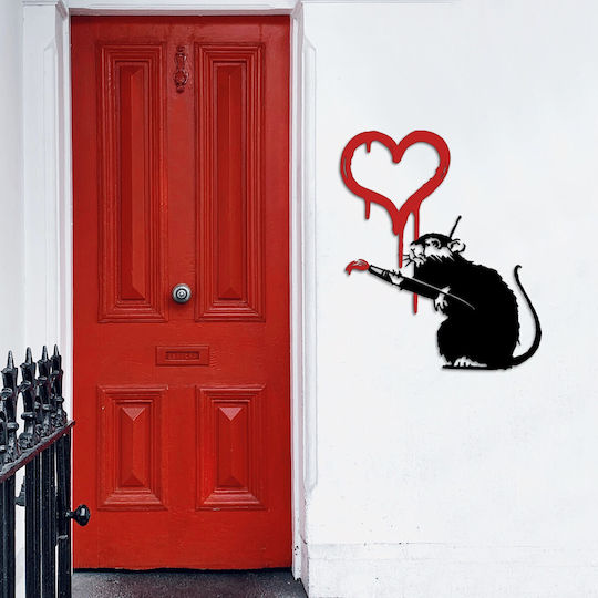 Wallity Διακοσμητική Σιλουέτα Banksy Μαύρη από Μέταλλο 70x60cm