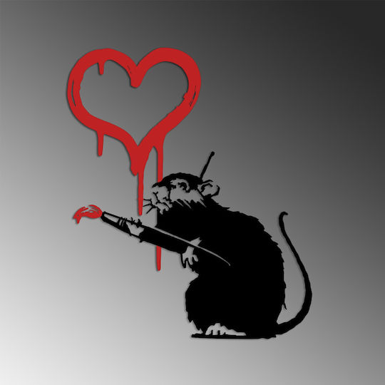 Wallity Διακοσμητική Σιλουέτα Banksy Μαύρη από Μέταλλο 70x60cm