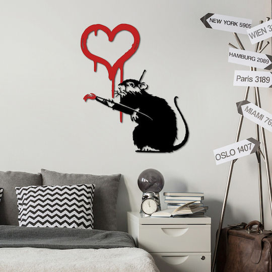 Wallity Διακοσμητική Σιλουέτα Banksy Μαύρη από Μέταλλο 70x60cm
