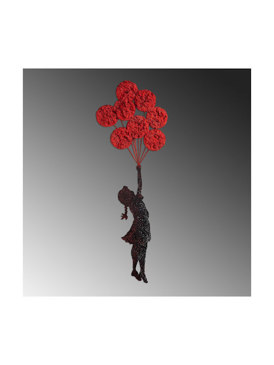 Wallity Decorațiune Siluetă Banksy Lucrată Manual Roșie Din Metal 100x34cm