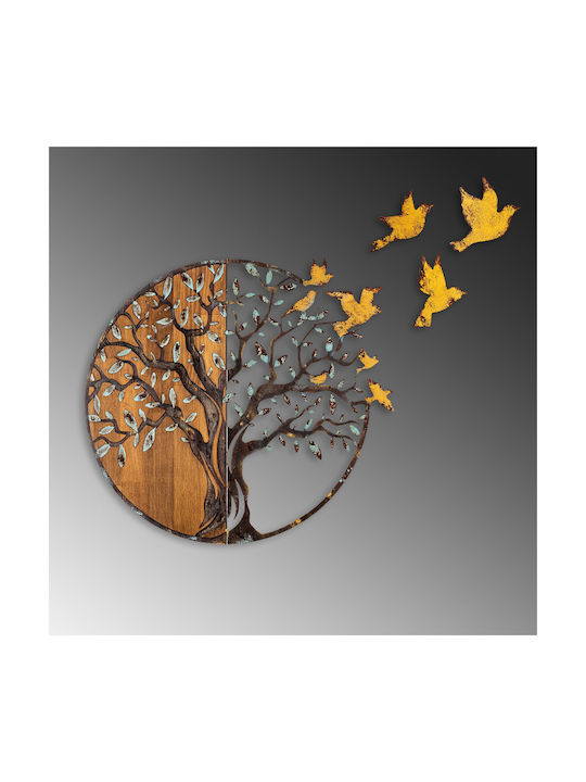 Asir Group 3D Gemischte Kunst Baum Handgefertigt Braun aus Hölzernes 92x3x71cm