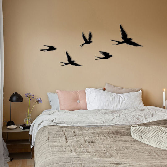 Wallity Wall Decor Silhouette Crow Black Made of Metal 33x22.5cm 5 Pieces